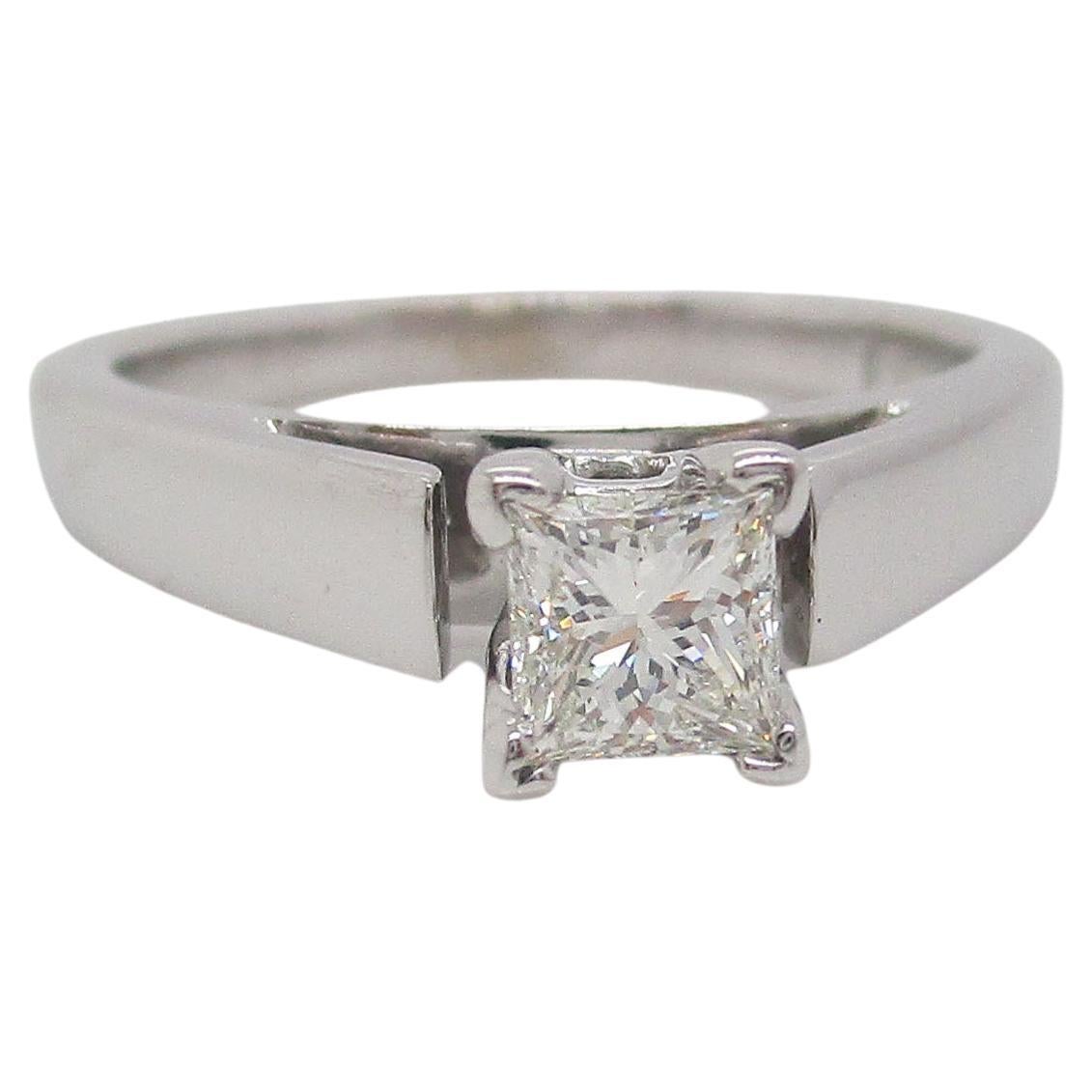 14 Karat White Gold Princess Cut Diamond Solitaire Engagement Ring