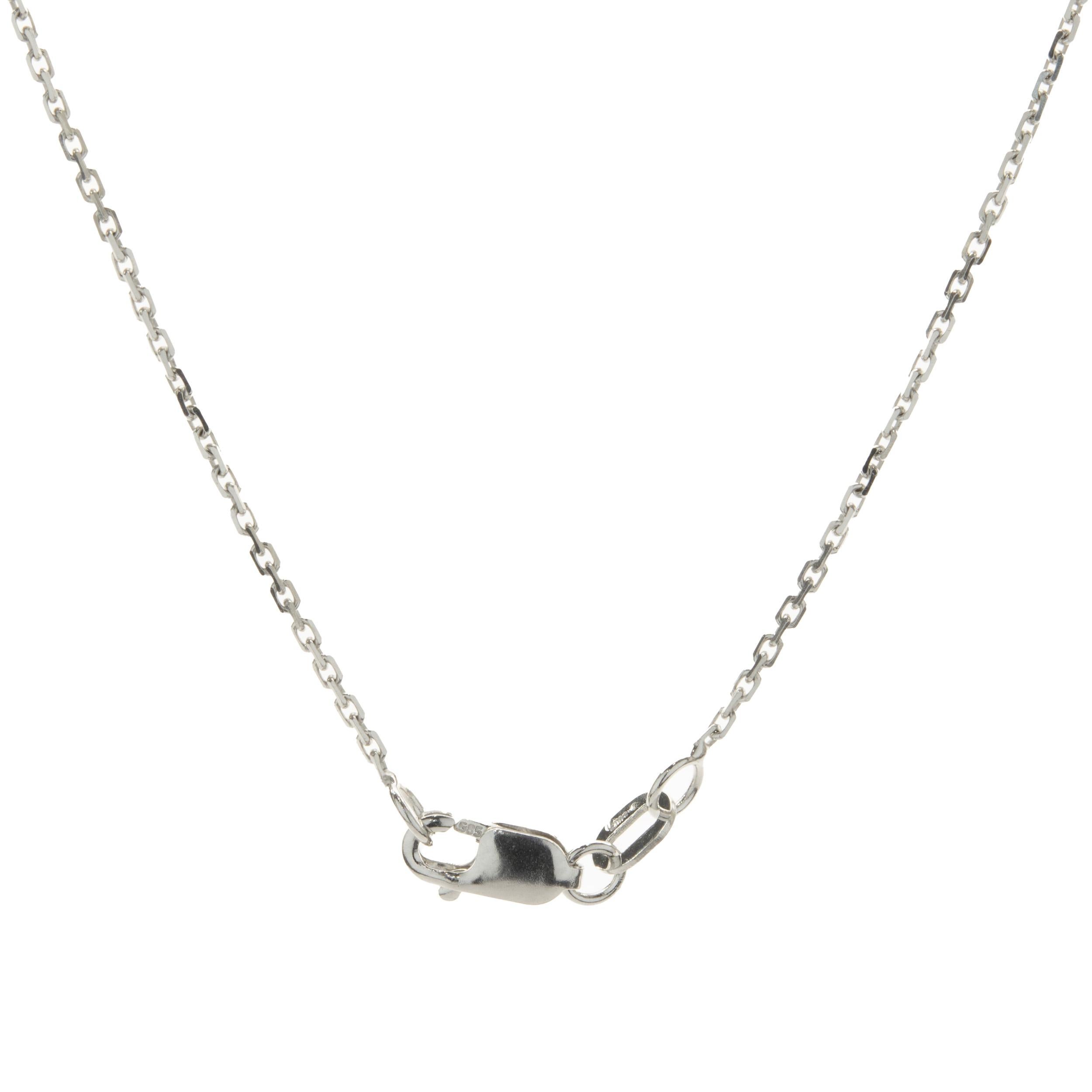 14 Karat White Gold Princess Cut Diamond Solitaire Necklace In Excellent Condition In Scottsdale, AZ