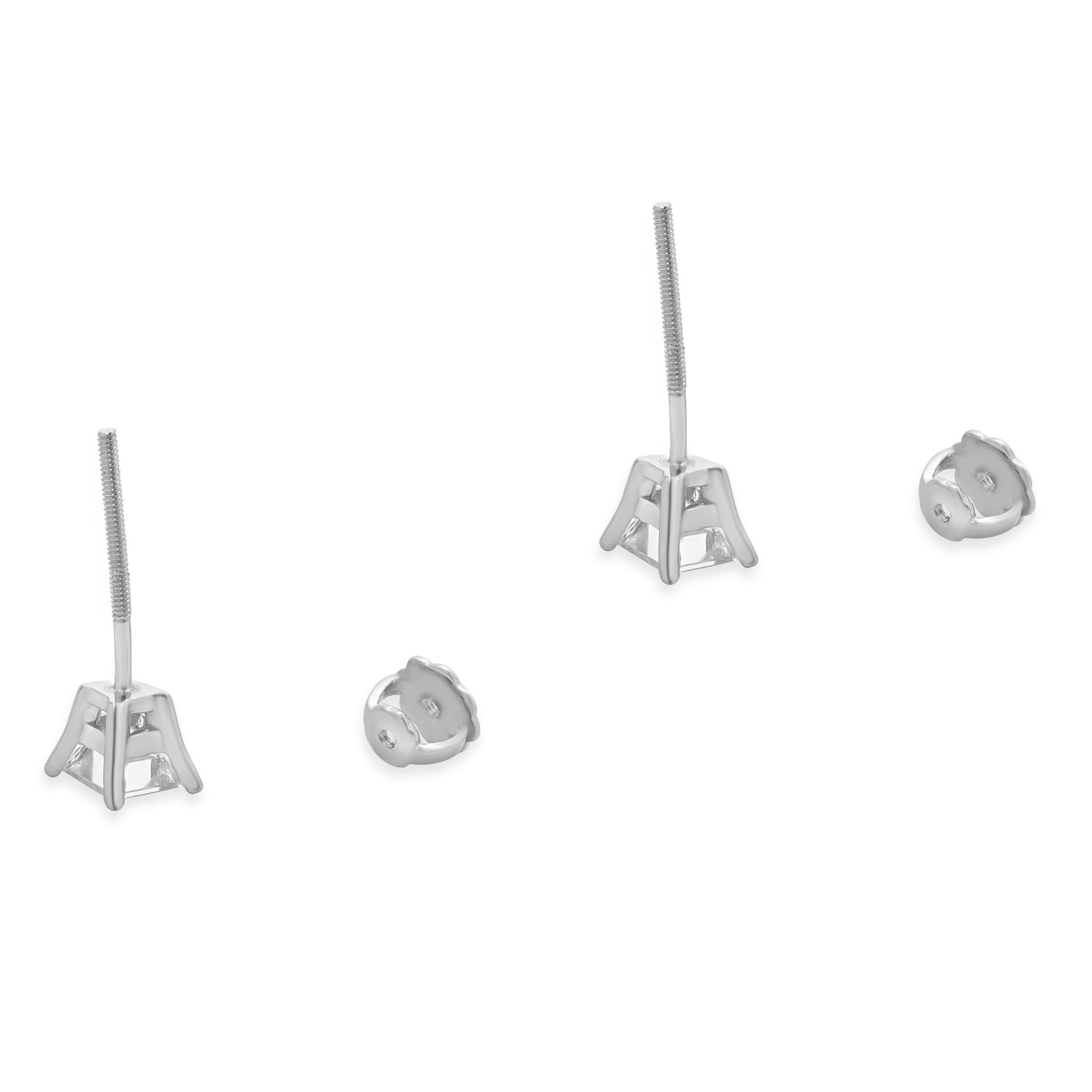 Boucles d'oreilles en platine avec diamants taillés en princesse Excellent état - En vente à Scottsdale, AZ