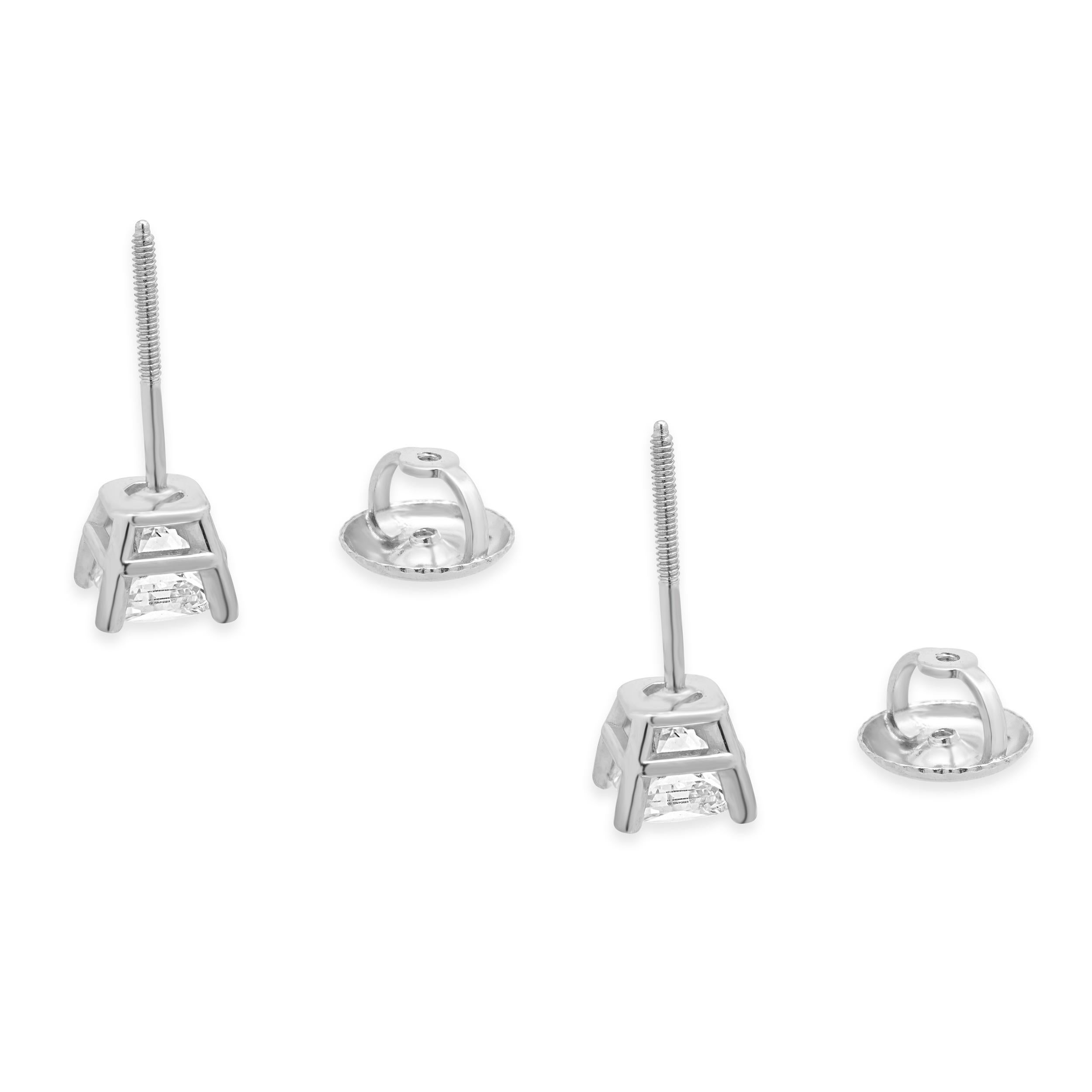 14 Karat Weißgold Diamant-Ohrstecker mit Prinzessinnenschliff im Zustand „Hervorragend“ im Angebot in Scottsdale, AZ