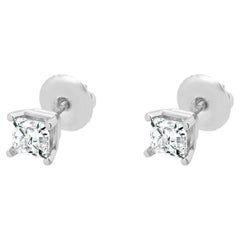 14 Karat Weißgold Diamant-Ohrstecker mit Prinzessinnenschliff