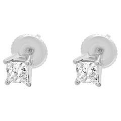 14 Karat Weißgold Diamant-Ohrstecker mit Prinzessinnenschliff