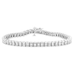 Pulsera de tenis con diamantes talla princesa en oro blanco de 14 quilates