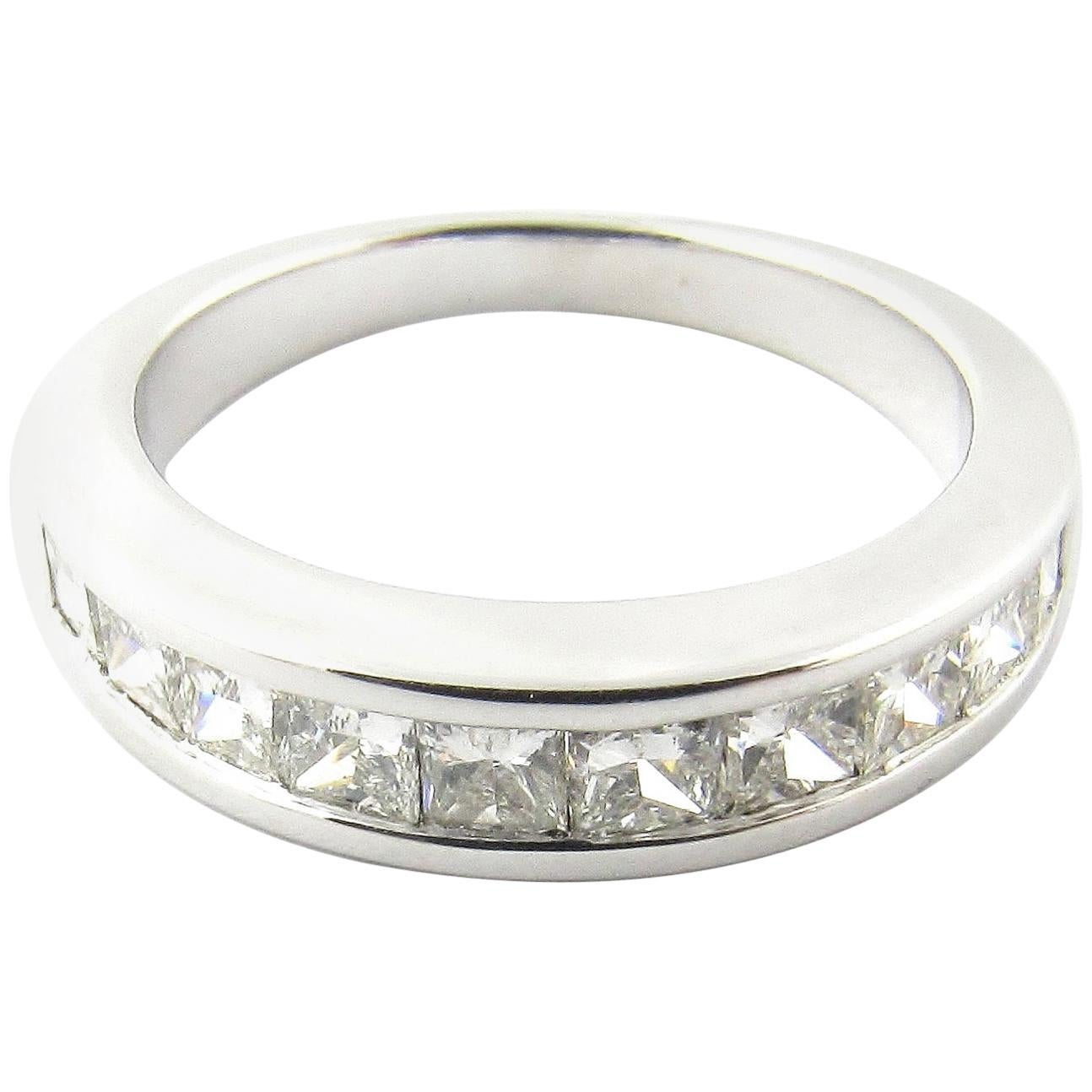 14 Karat White Gold Princess Cut Diamond Wedding Band For Sale