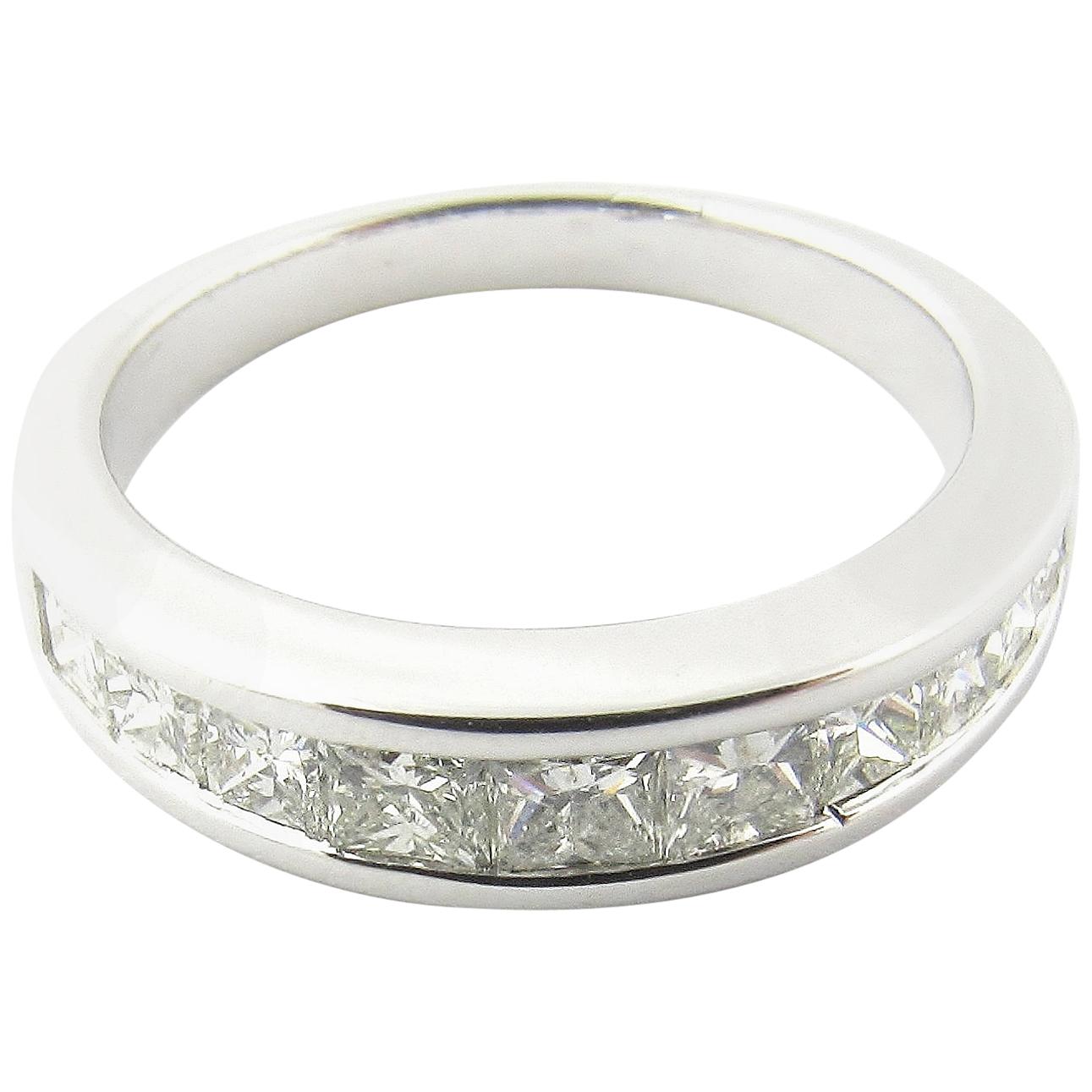 14 Karat White Gold Princess Cut Diamond Wedding Band For Sale