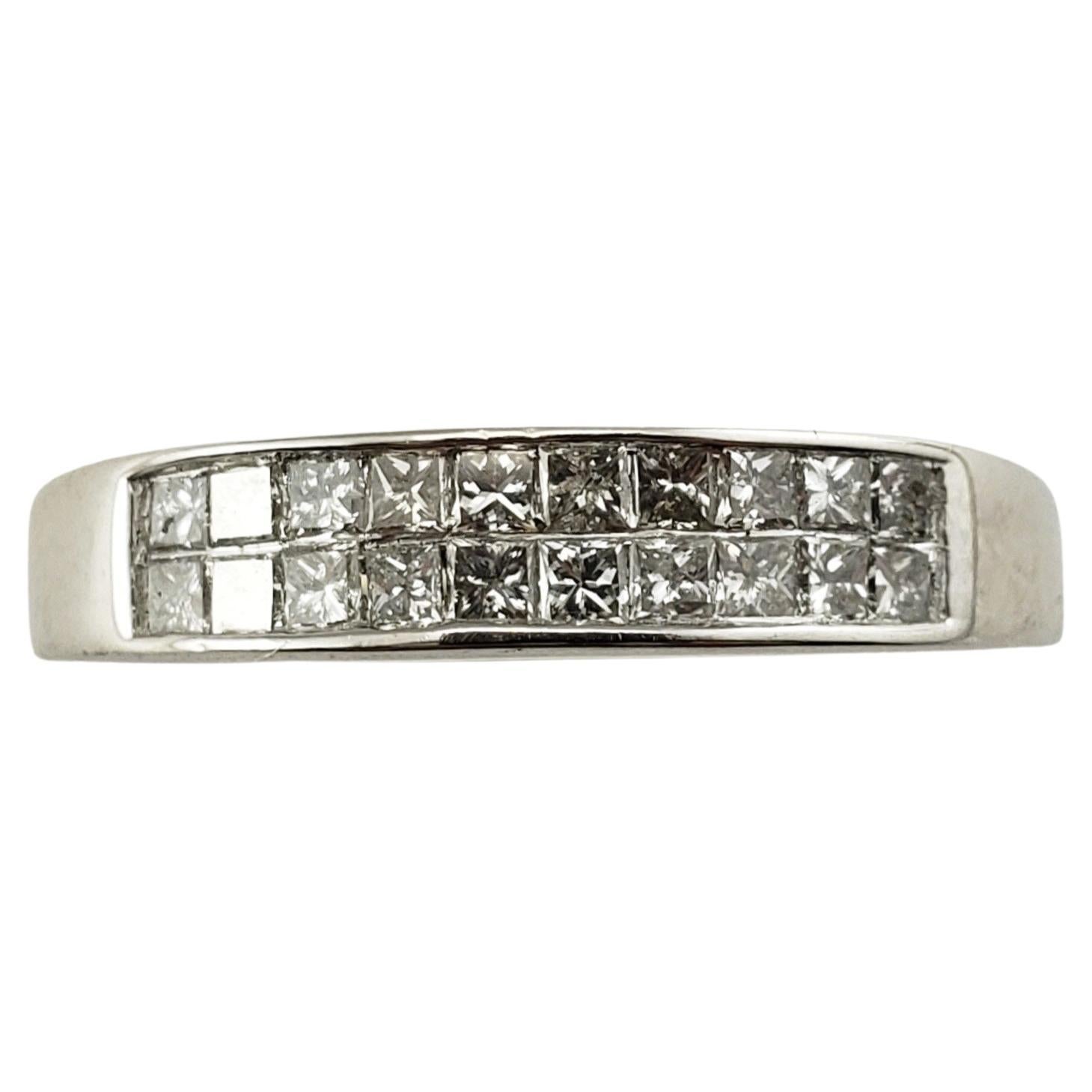 14 Karat White Gold Princess Cut Diamond Wedding Band Ring For Sale