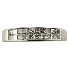 Vintage 14 Karat White Gold Princess Cut Diamond Wedding Band Ring