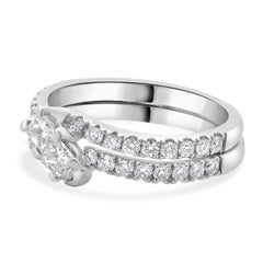 Parure de mariage en or blanc 14 carats avec diamants taille princesse