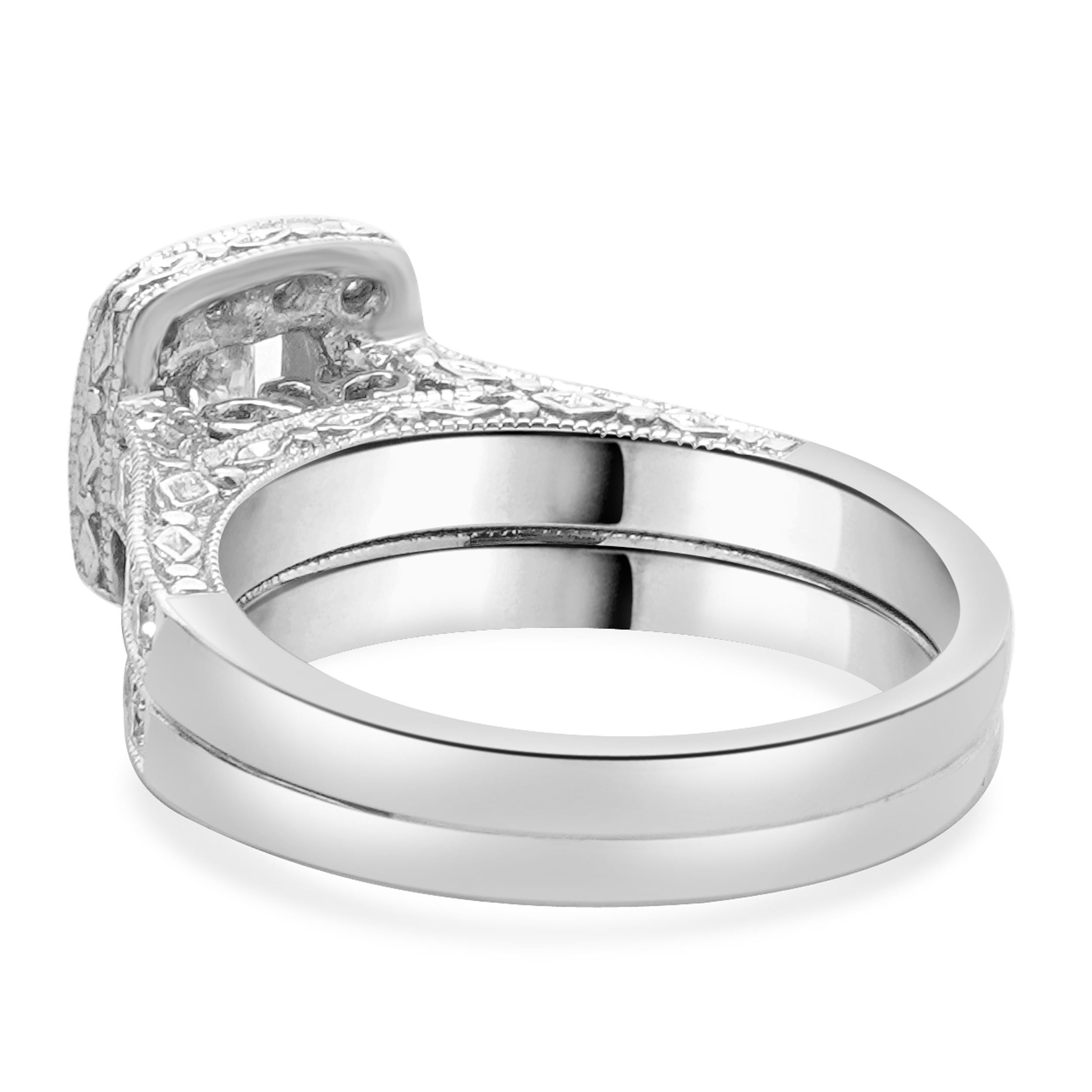 Taille princesse Parure de mariage en or blanc 14 carats avec diamants taille princesse en vente