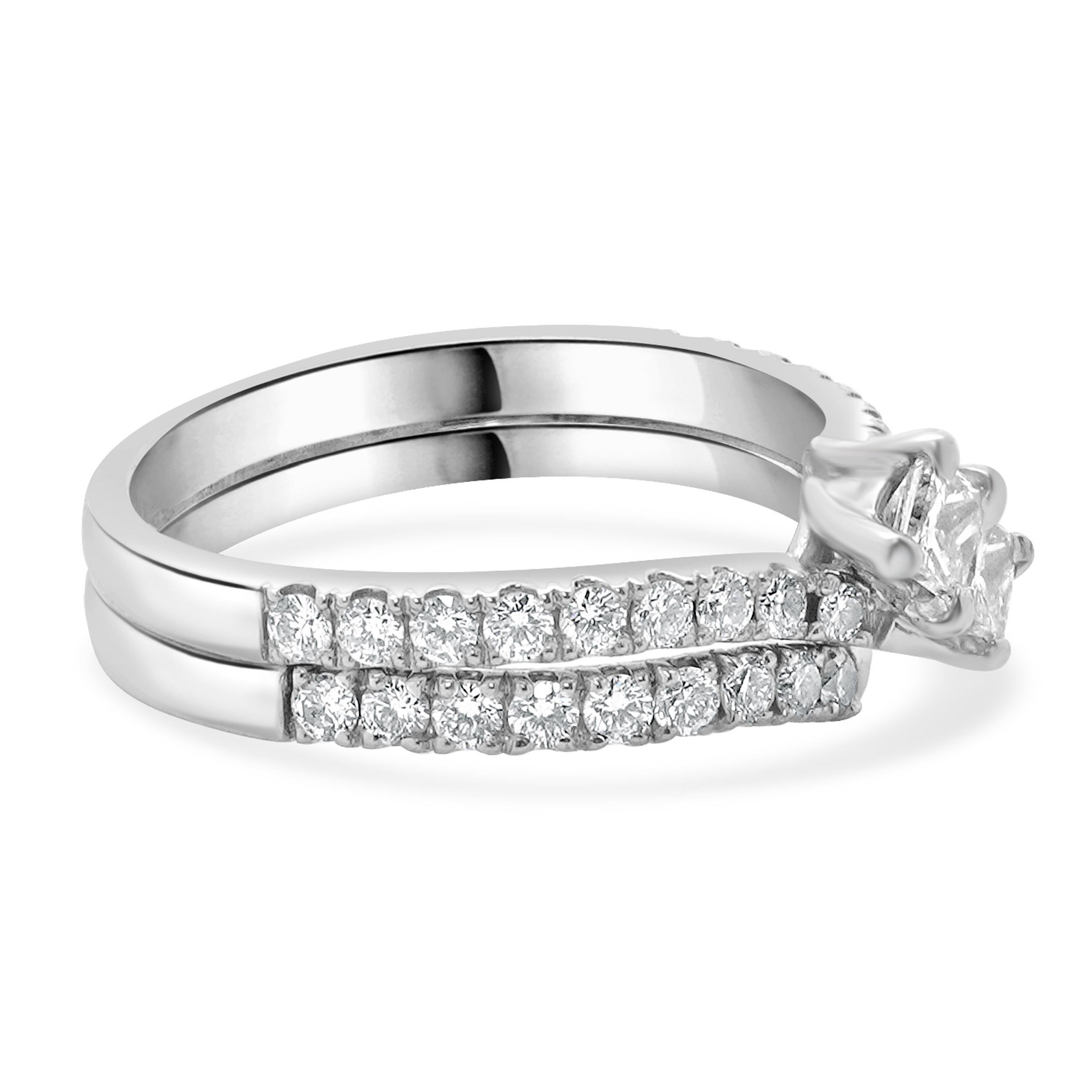 Taille princesse Parure de mariage en or blanc 14 carats avec diamants taille princesse en vente
