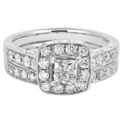 14 Karat White Gold Princess Cut Diamond Wedding Set