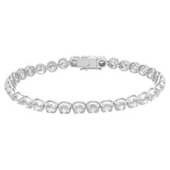 14 Karat White Gold Prong Set Round Diamond Inline Bracelet 7.5"