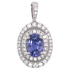 14 Karat White Gold Purple Sapphire & Diamond Pendant