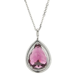 14 Karat White Gold Pyrope Garnet and Diamond Necklace