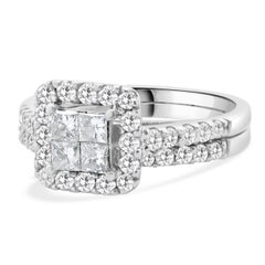 14 Karat White Gold Quad Set Diamond Engagement Ring