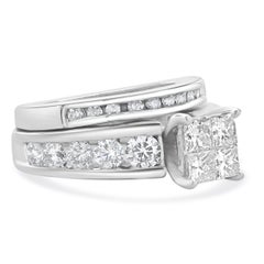 14 Karat White Gold Quad Set Diamond Engagement Ring