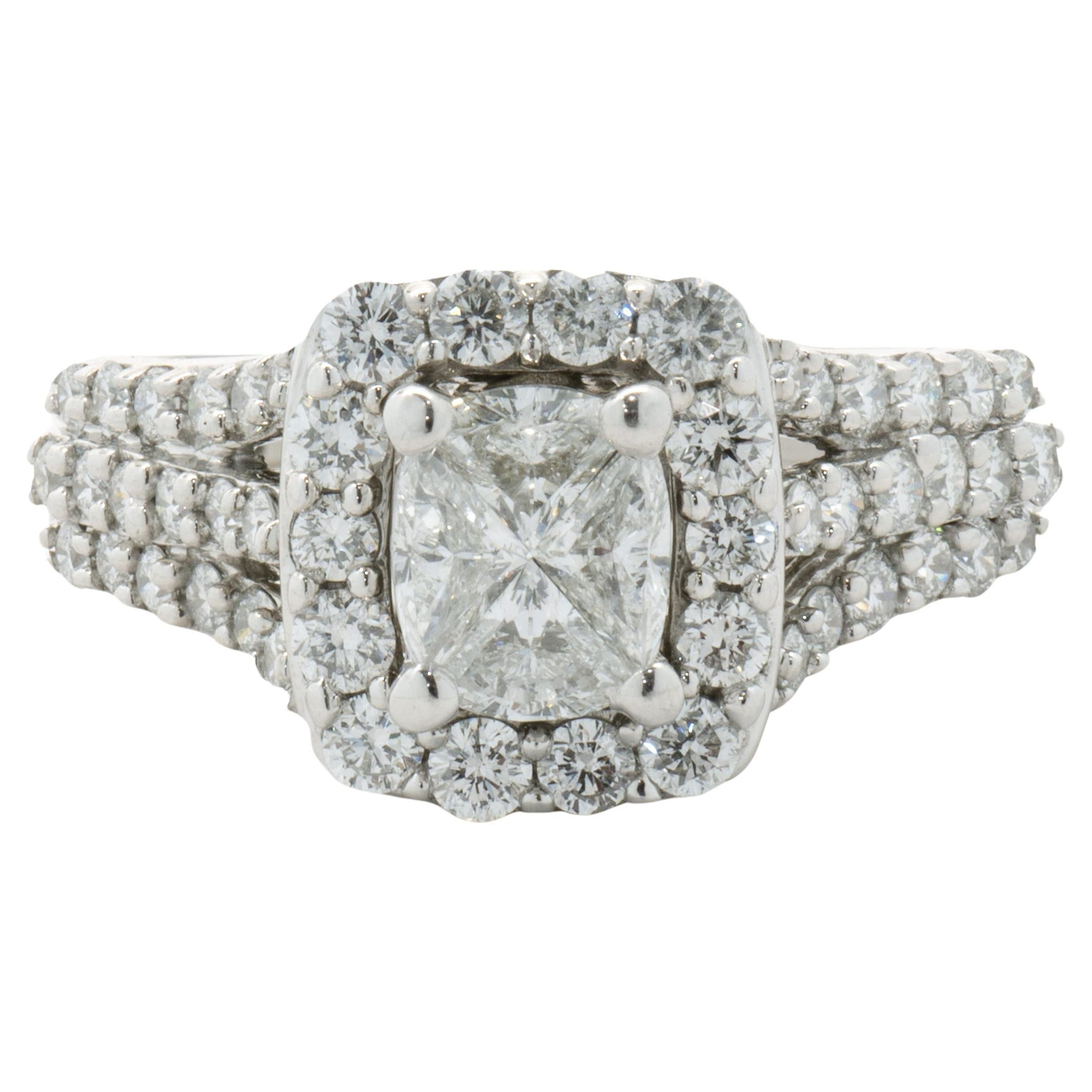 14 Karat White Gold Tension Set Diamond Engagement Ring For Sale at ...