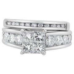 Bague de fiançailles en or blanc 14 carats sertie d'un diamant triangulaire