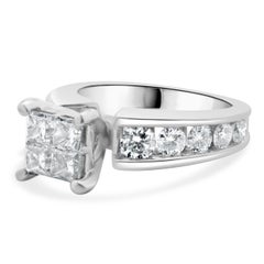 14 Karat White Gold Quad Set Princess Cut Diamond Engagement Ring