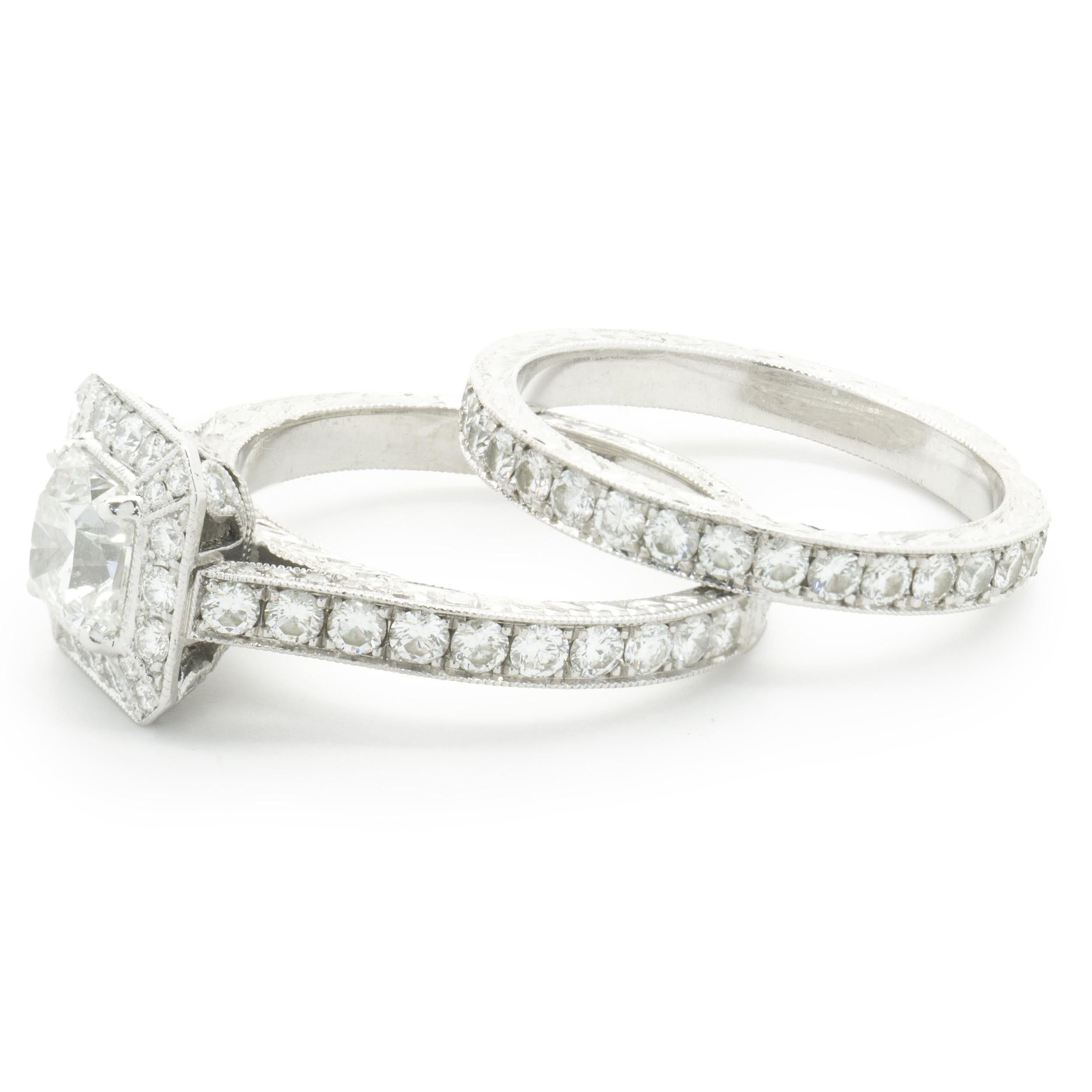 M. Chai 14 Karat White Gold Radiant Cut Diamond Engagement Ring In Excellent Condition In Scottsdale, AZ