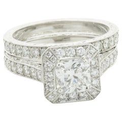 M. Chai 14 Karat White Gold Radiant Cut Diamond Engagement Ring