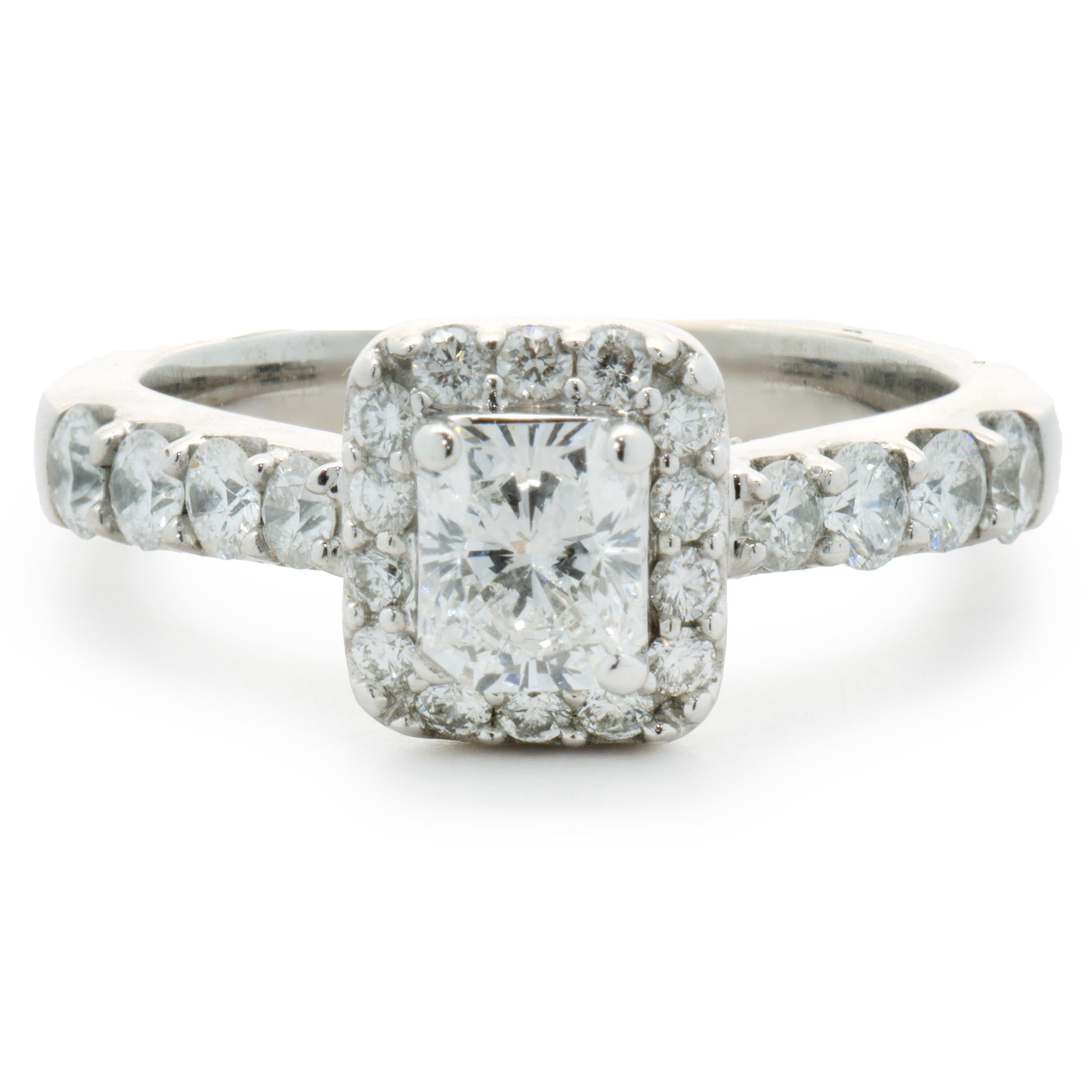 14 Karat White Gold Radiant Cut Diamond Engagement Ring