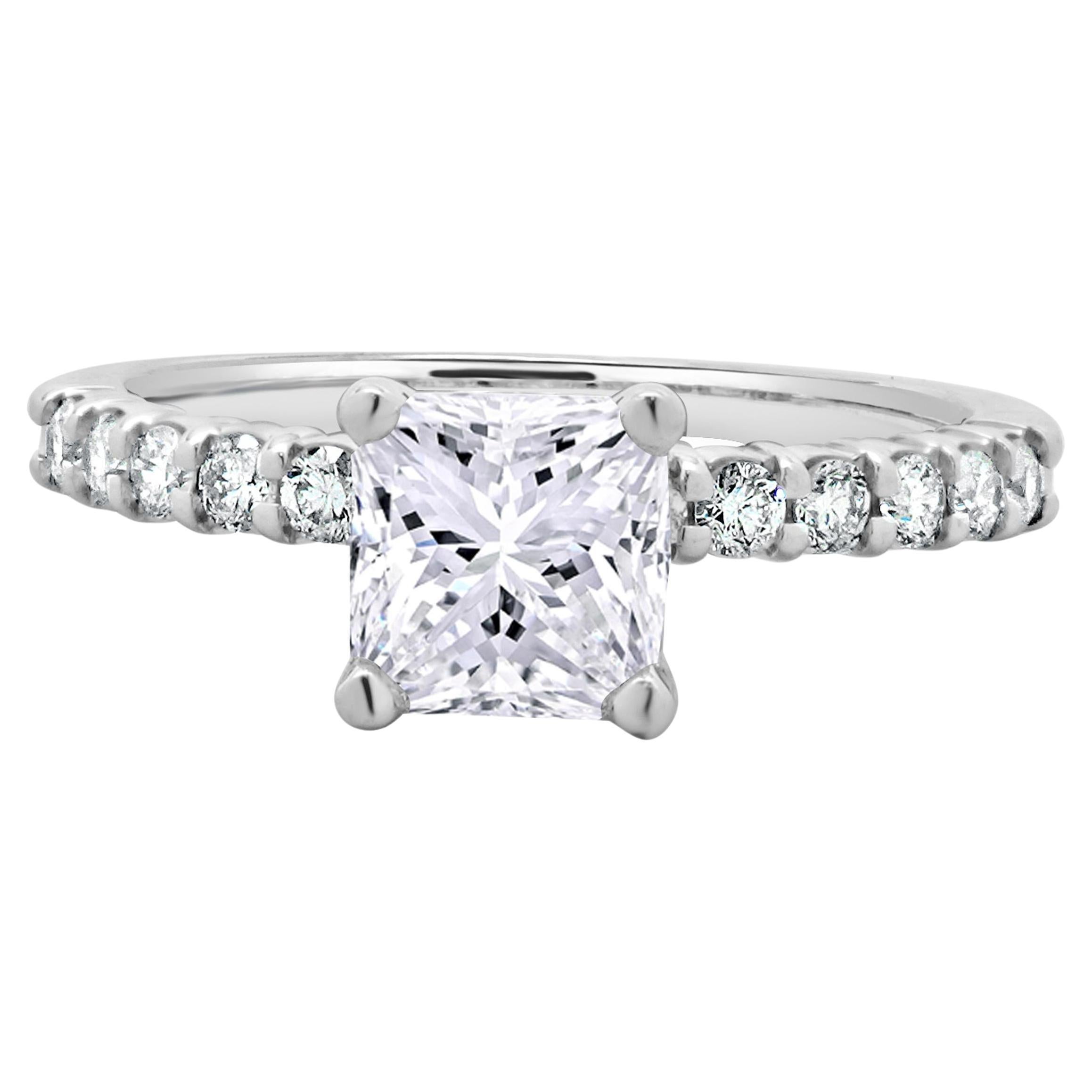 14 Karat White Gold Radiant Cut Diamond Engagement Ring