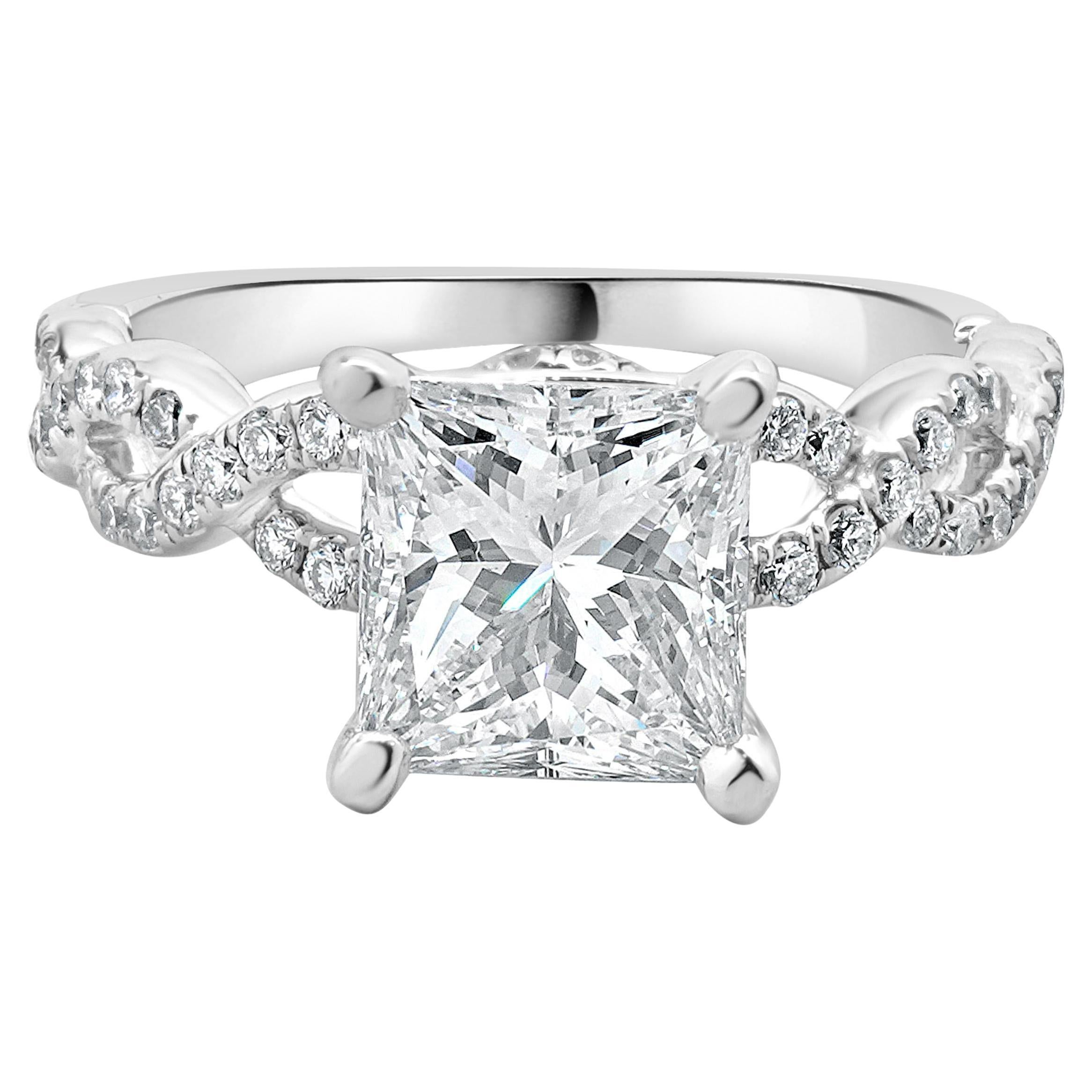 14 Karat White Gold Radiant Cut Diamond Engagement Ring