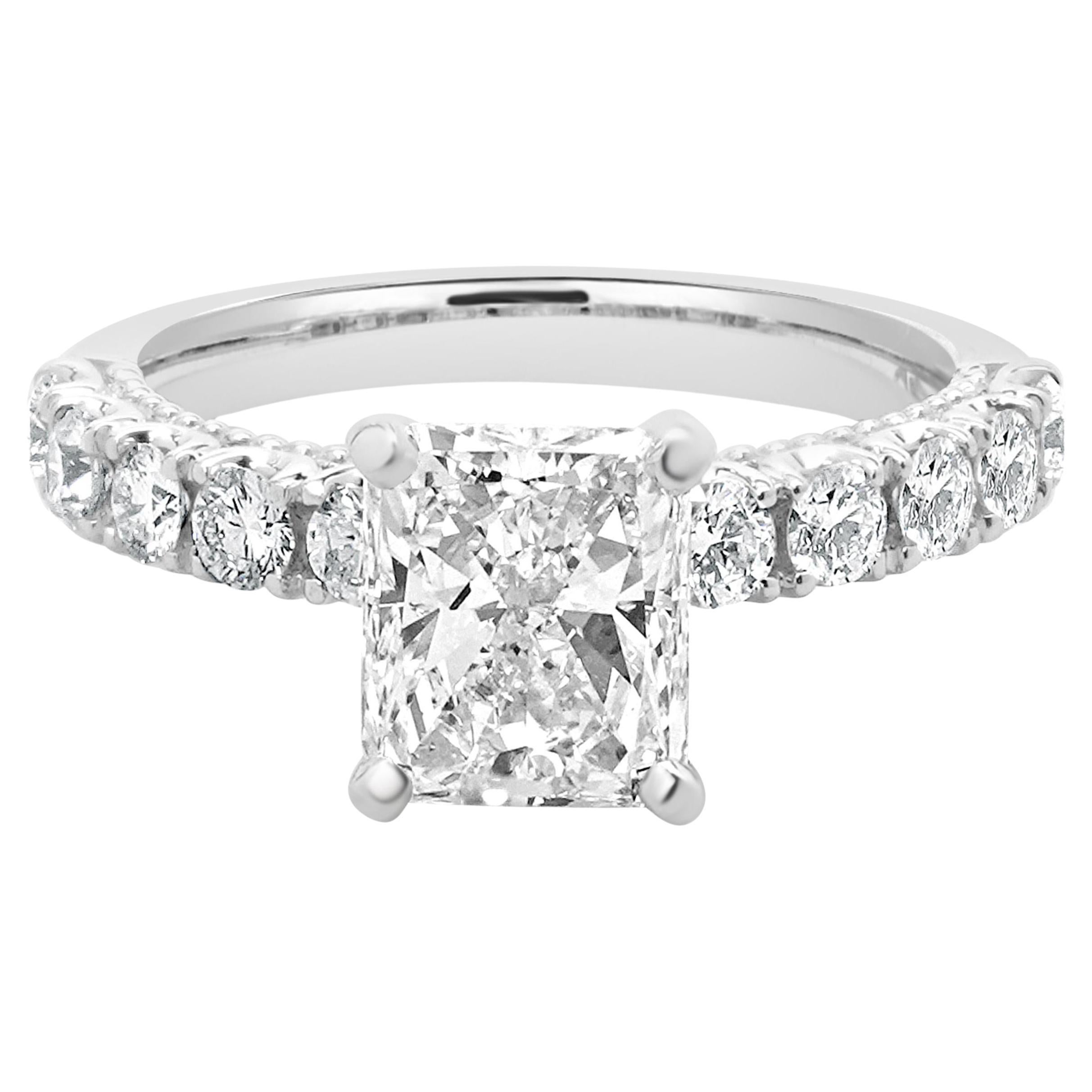 14 Karat White Gold Radiant Cut Diamond Engagement Ring