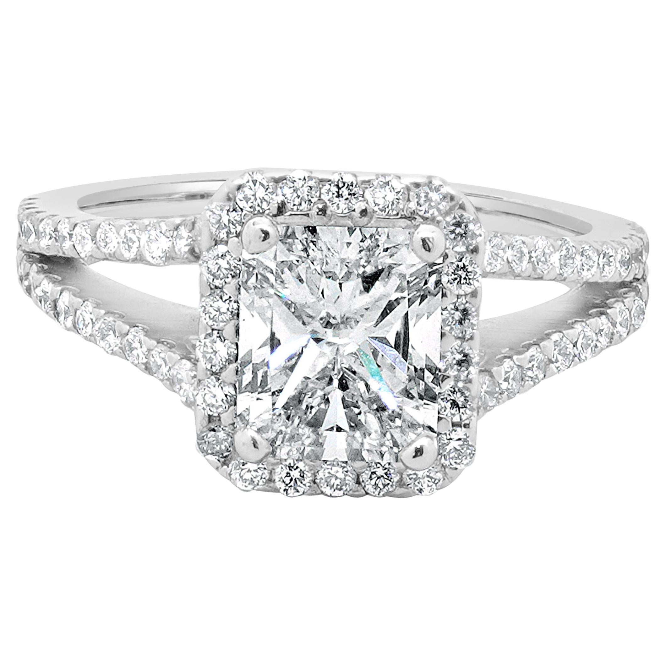 14 Karat White Gold Radiant Cut Diamond Engagement Ring