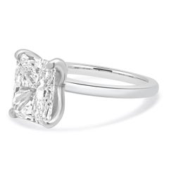 14 Karat White Gold Radiant Cut Solitaire Diamond Engagement Ring