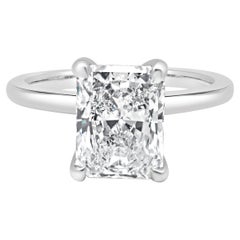 14 Karat White Gold Radiant Cut Solitaire Diamond Engagement Ring