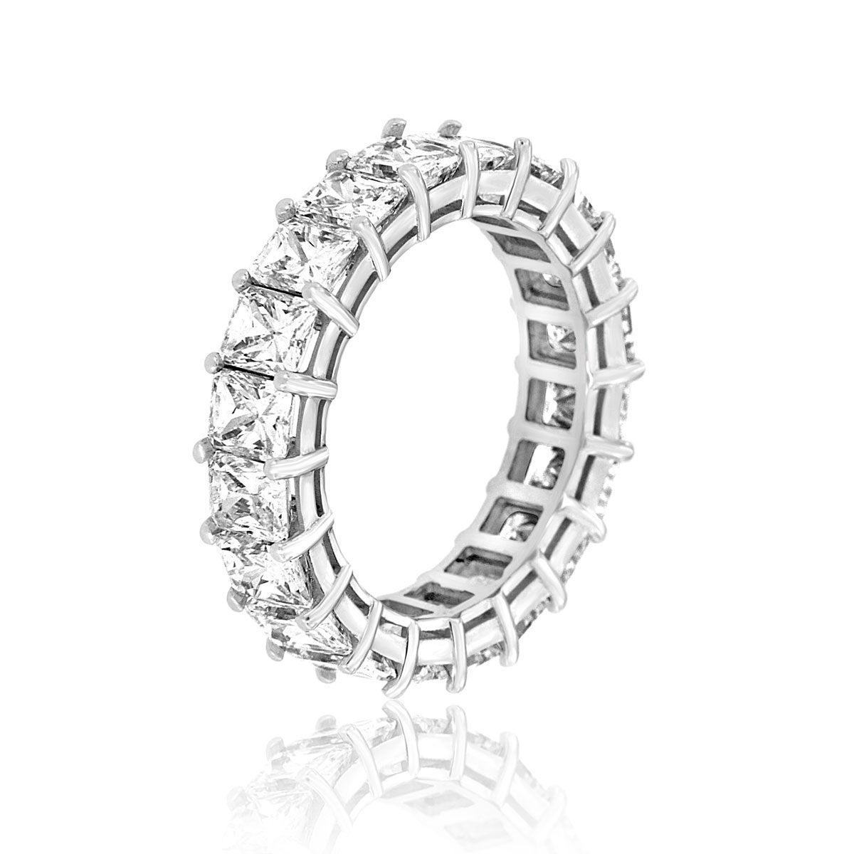 For Sale:  14 Karat White Gold Radiant Eternity Diamond Ring '6 Carat' 2