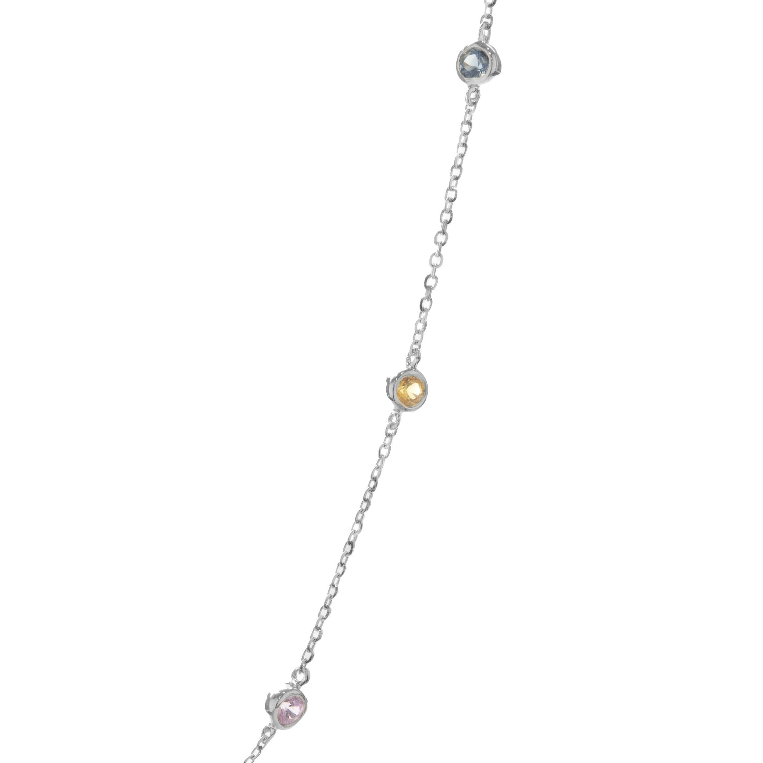 Designer: custom 
Material: 14K white gold
Dimensions: necklace measures 22-inches long 
Weight: 2.87 grams