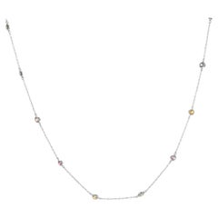 14 Karat White Gold Rainbow Sapphires by the Yard Necklace