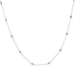 14 Karat White Gold Rainbow Sapphires by the Yard Necklace