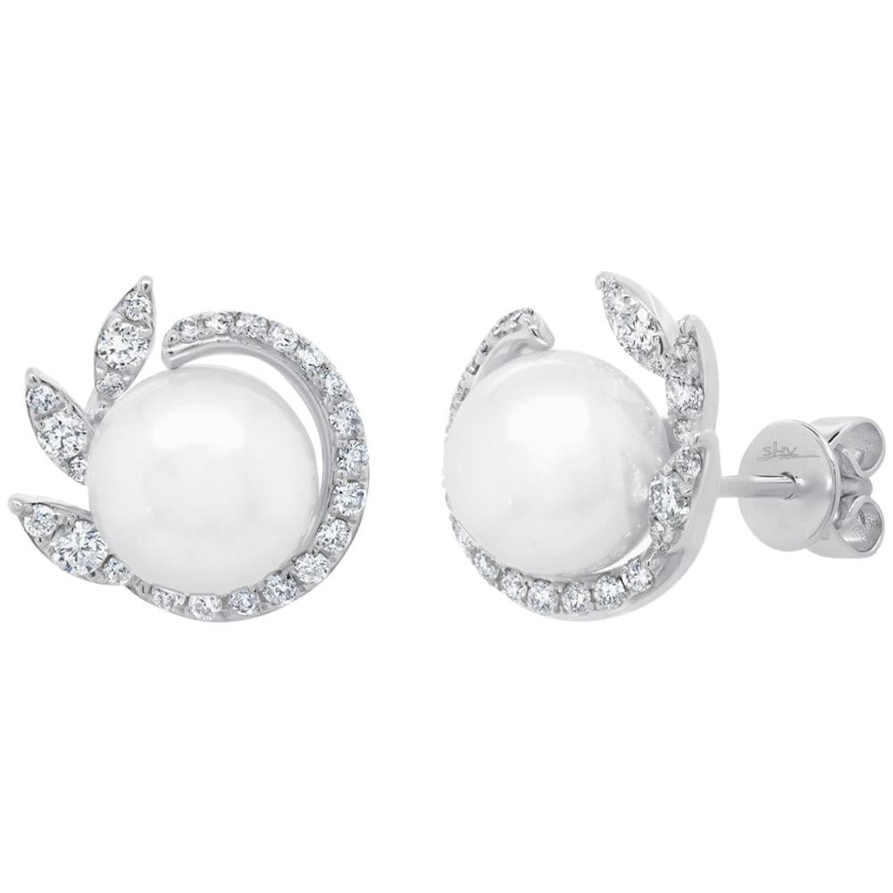 Natural Pearl and Diamond Oyster Shell Design Earrings For Sale at 1stDibs