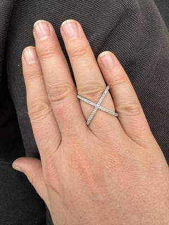 14 Karat White Gold Reversible Diamond X Ring 0.57 Carats 4.4 Grams