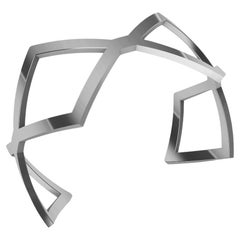 14 Karat White Gold  Rhombus Cuff Bracelet