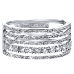 14 Karat White Gold Ribbed 0.80 Carat Diamond Ring 14 Karat White Gold Ribbed 0.80 Carat Diamond Ring