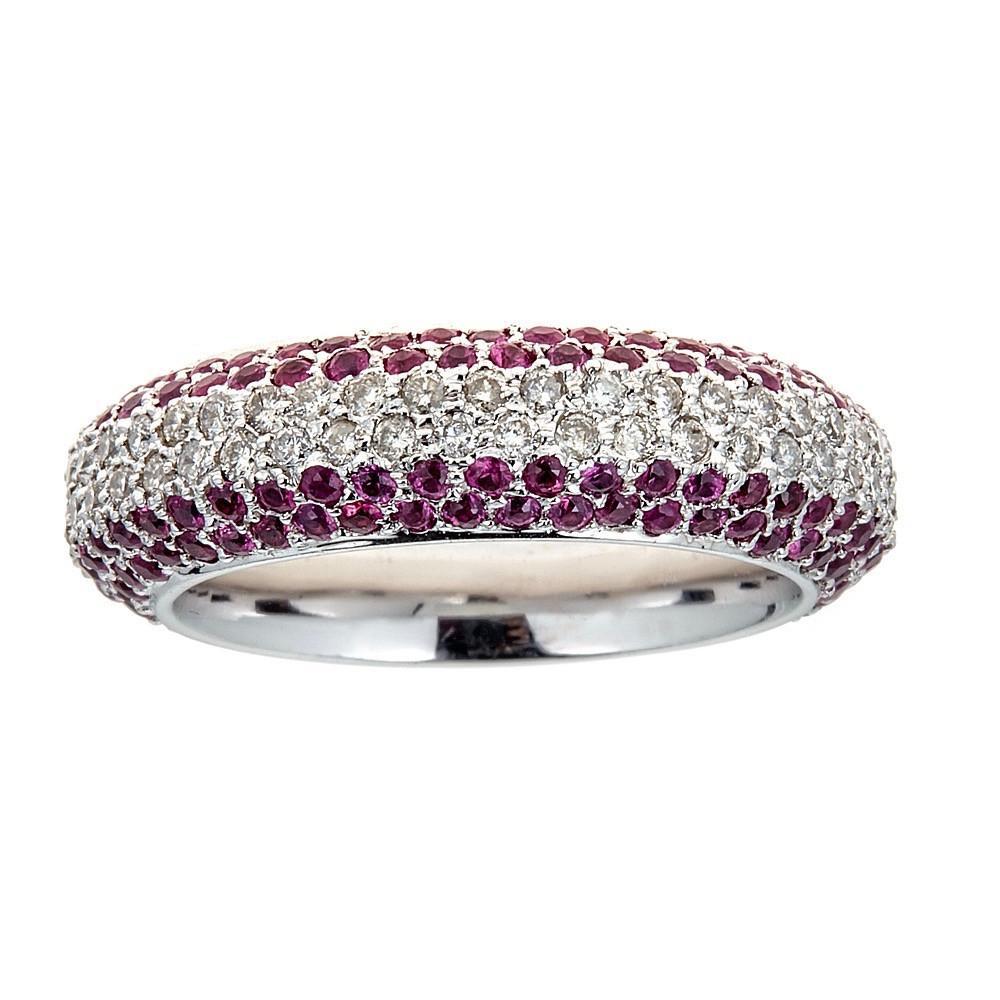 14 Karat White Gold Ring 2.0 Carat Pink Sapphire and 1.40 Carat Diamond Band