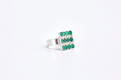 14 Karat White Gold Ring with Emerald Stones and Diamonds
