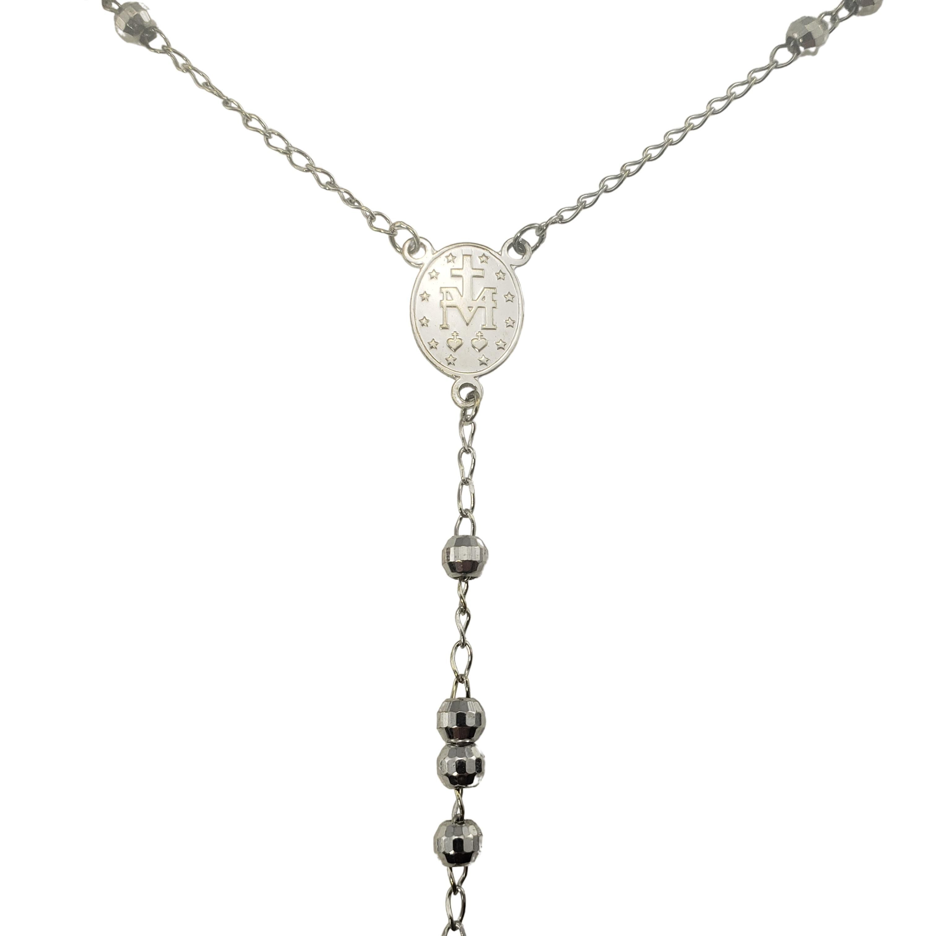 rosary bead necklace white gold
