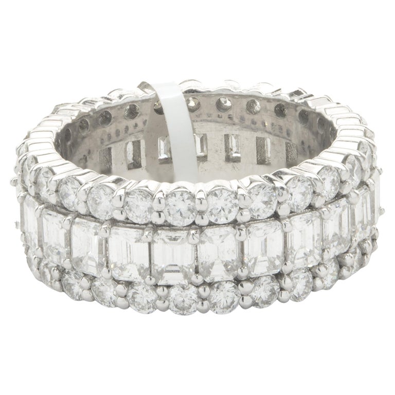 4.31 CTW Emerald Cut Diamond 14K White Gold Eternity Band main image 1