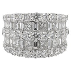 14 Karat White Gold Round, Baguette, and Princess Cut Diamond Cigar Band 14 Karat White Gold Round, Baguette, and Princess Cut Diamond Cigar Band
