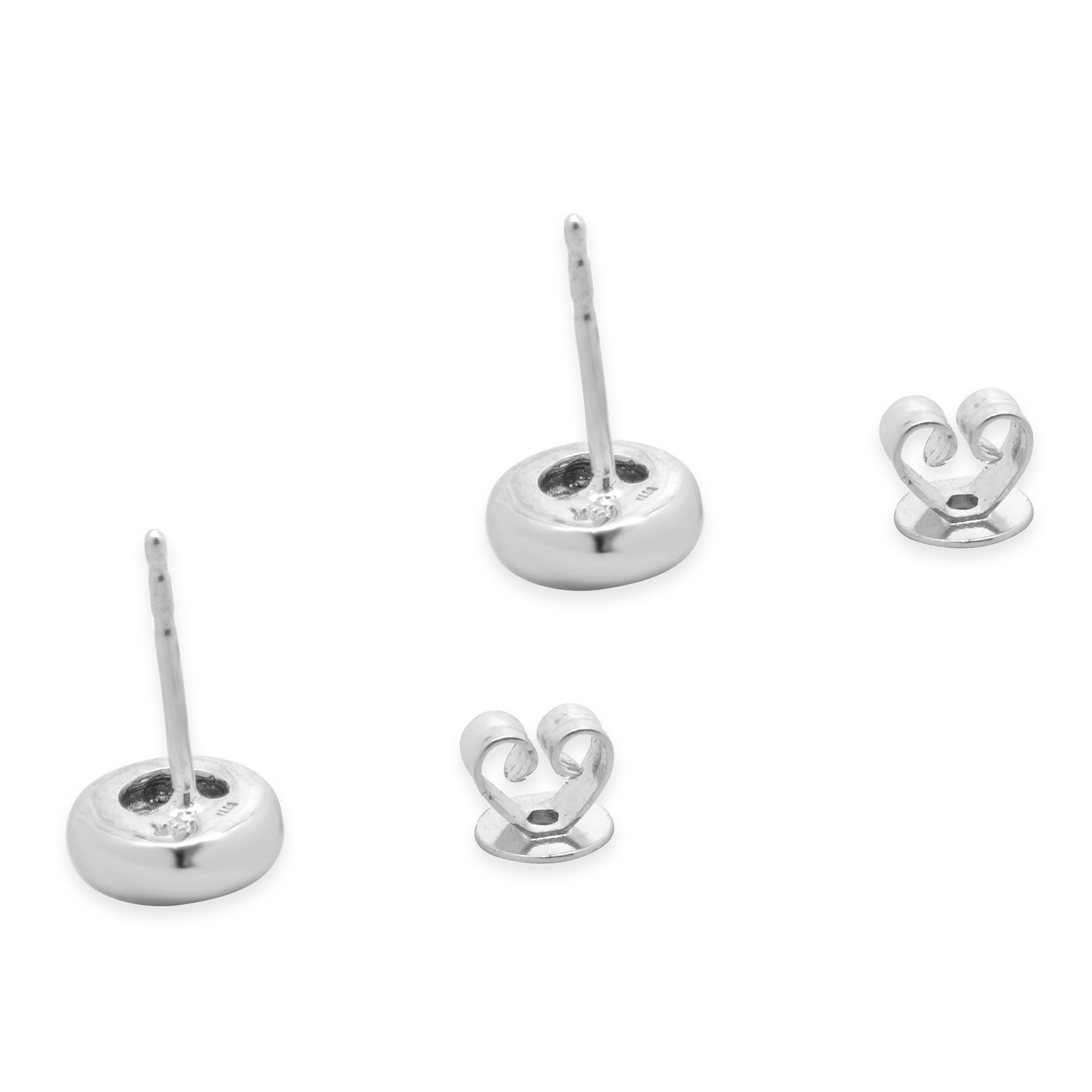 14 Karat White Gold Round Brilliant Cut Bezel Set Diamond Stud Earrings In Excellent Condition For Sale In Scottsdale, AZ
