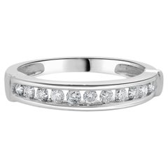 14 Karat White Gold Round Brilliant Cut Channel Set Diamond Band