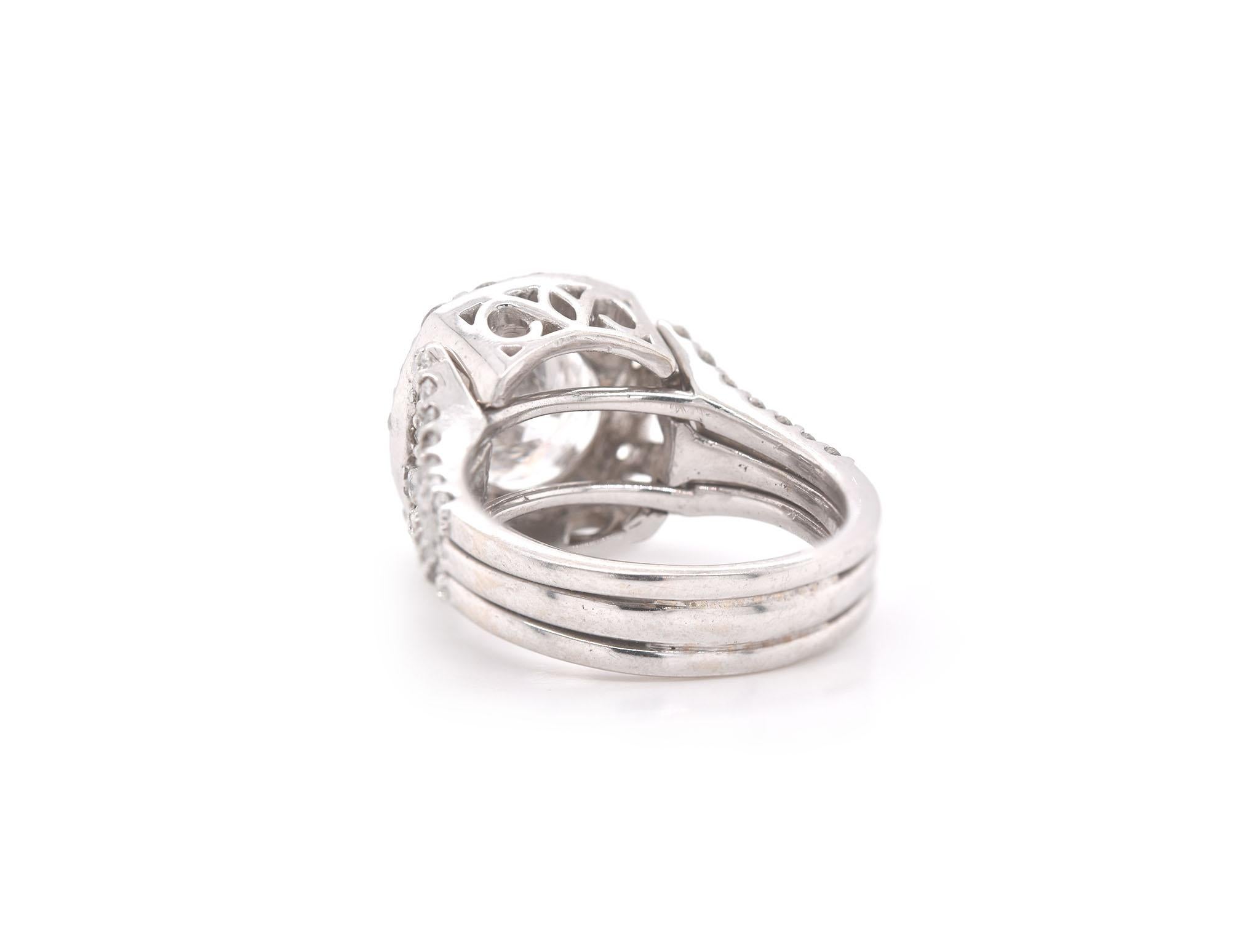 14 Karat White Gold Round Brilliant Cut Diamond Engagement Ring EGL Certified In Excellent Condition In Scottsdale, AZ