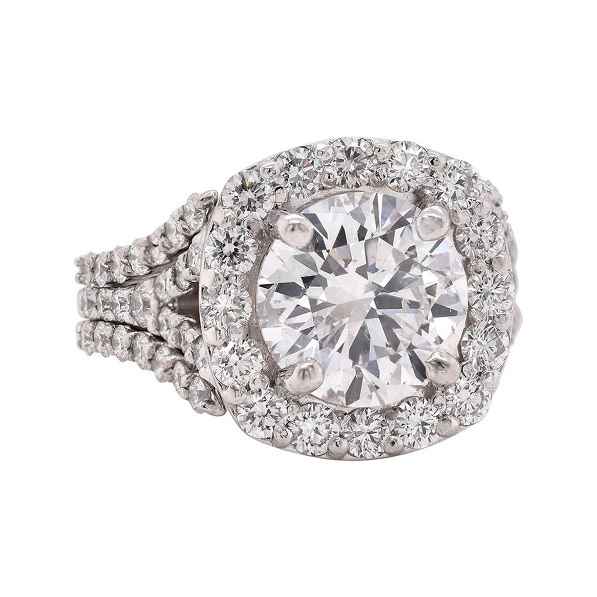 14 Karat White Gold Round Brilliant Cut Diamond Engagement Ring EGL Certified