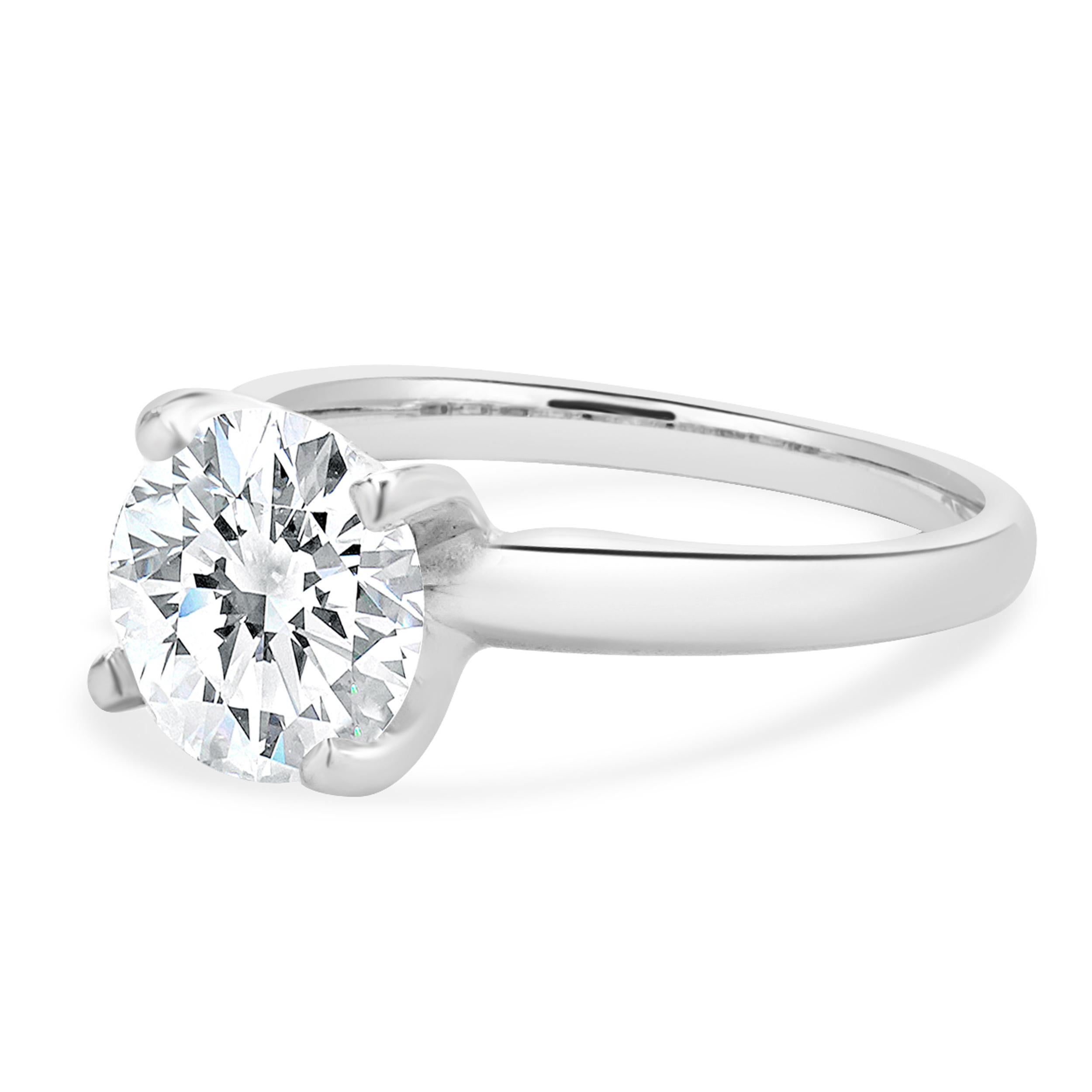 Designer: custom design
Material: 14K white gold
Center Diamond: 1 round brilliant cut = 2.00ct
Color : J
Clarity : VS2
GIA: 6355839604
Size: 5 complimentary sizing available 
Weight: 3.00 grams

